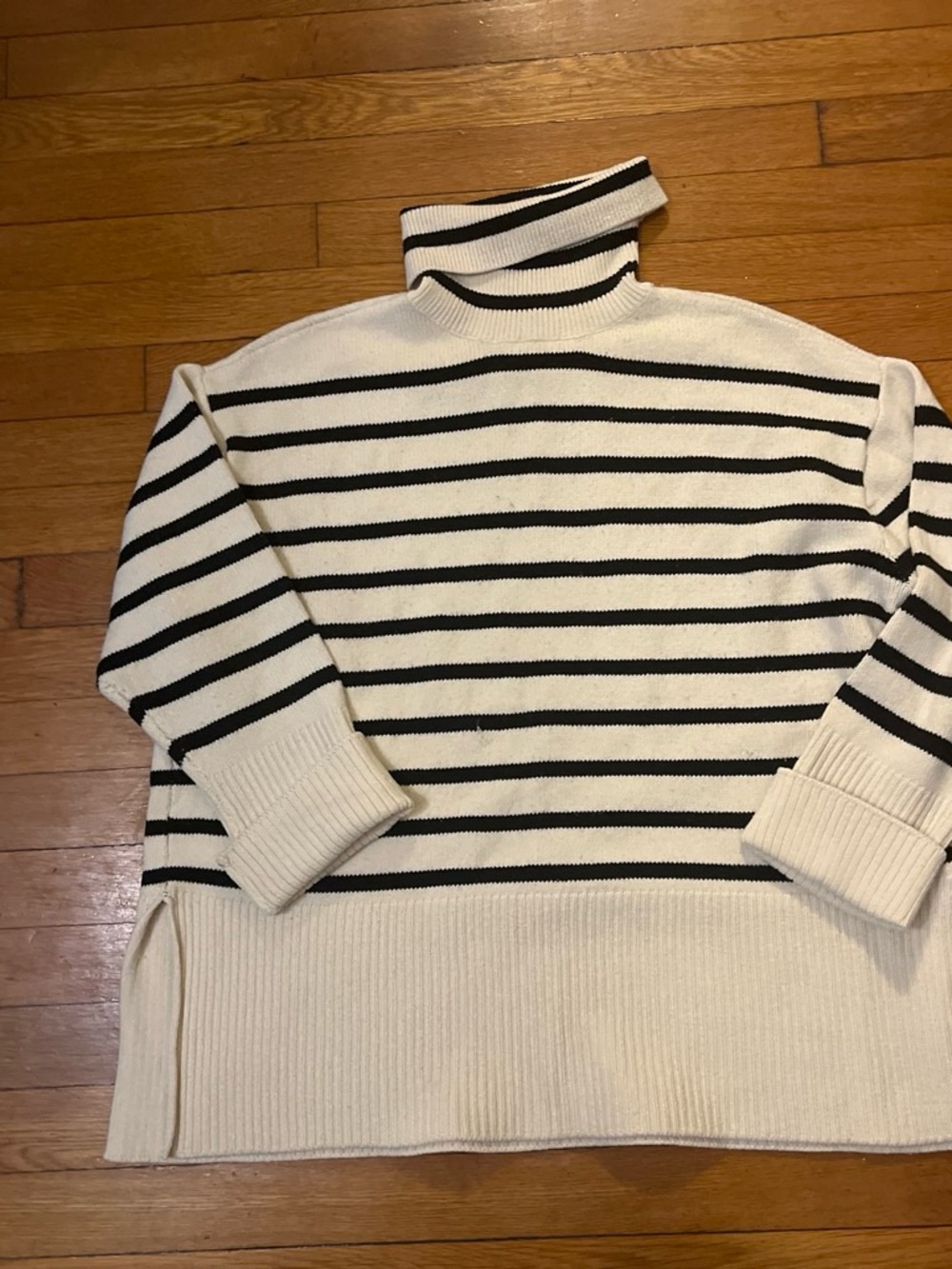 Striped Black & White Turtleneck Sweater